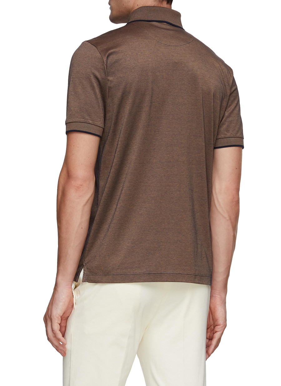 Men CANALI Polos | Ribbed Detail Polo Shirt