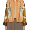 Women LILYEVE Jackets | Stand Collar Open Front Silk Jacket