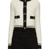 Women MO&CO. Knitwear | Contrast Trim Cropped Wool Blend Cardigan