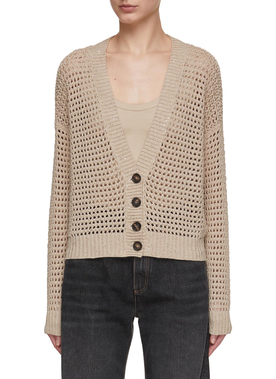 Women BRUNELLO CUCINELLI Knitwear | Sequin Net Knitted Cardigan