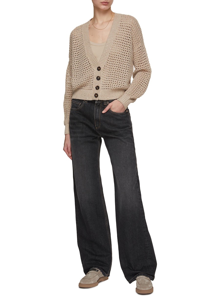 Women BRUNELLO CUCINELLI Knitwear | Sequin Net Knitted Cardigan