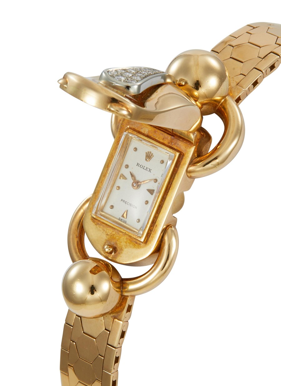 Women LANE CRAWFORD VINTAGE WATCHES Vintage Accessories | Rolex Cocktail Diamond Encrusted Concealed Rectangular Watch