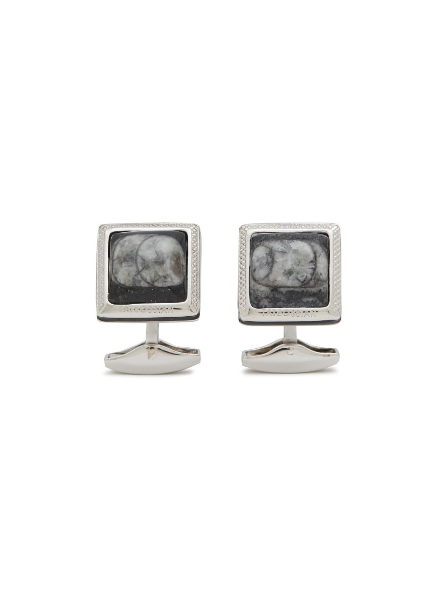 Men TATEOSSIAN Cufflinks | Limited Edition Sterling Silver Ammonite Enamel Edge Square Cufflinks