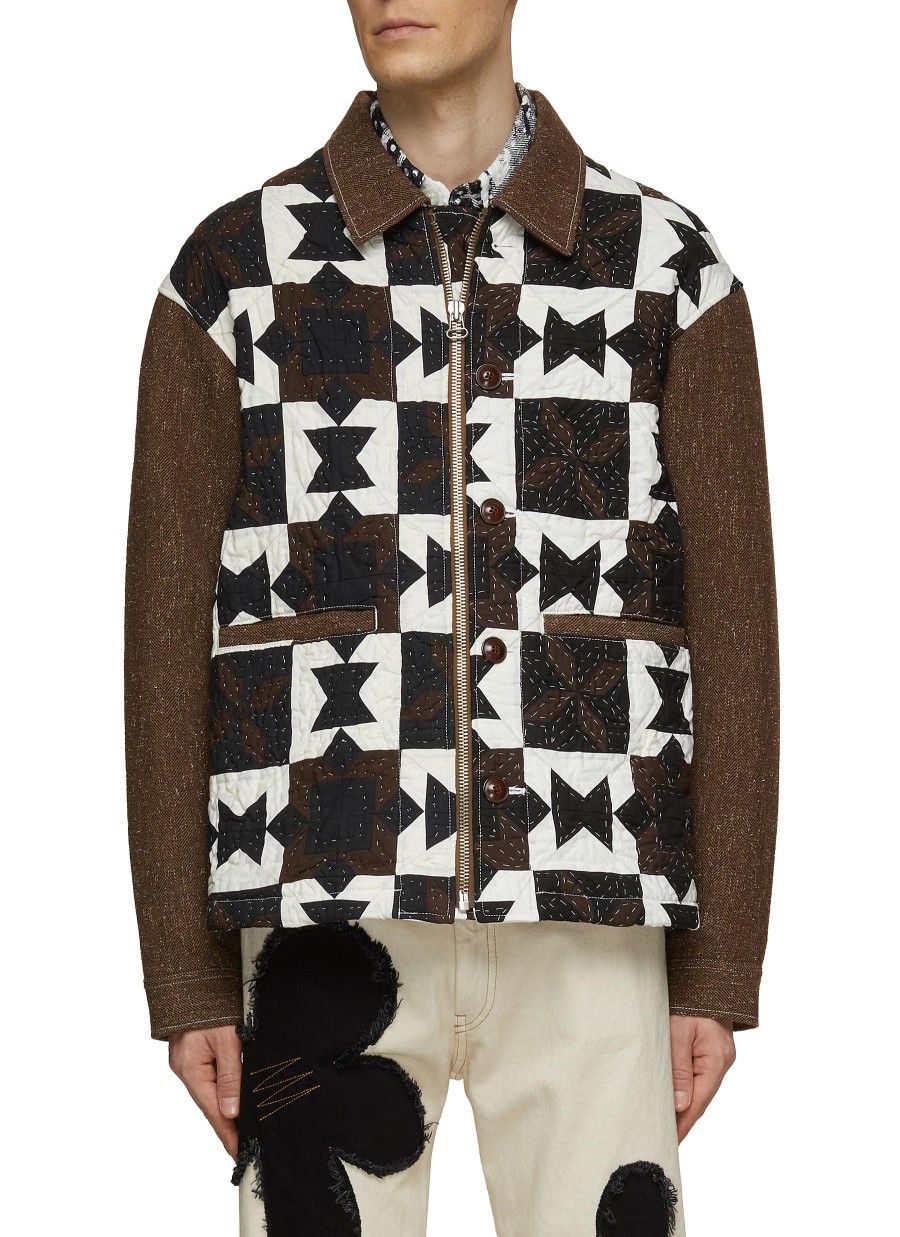 Men KHOKI Jackets | Geometric Patchwork Quilted Jacket