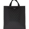 Men PRADA Tote Bags | Embossed Triangle Leather Tote Bag