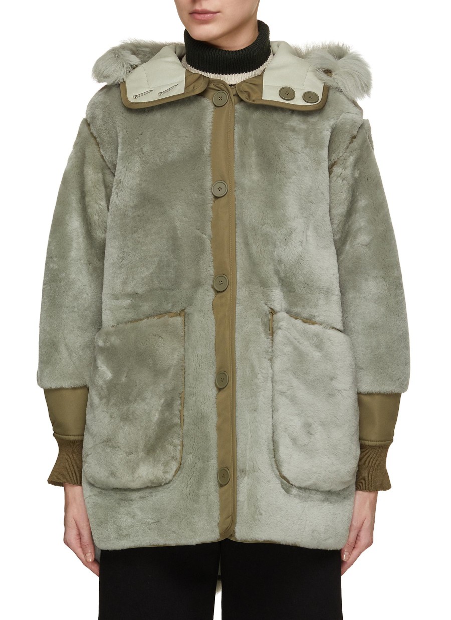 Women MARFA STANCE Coats | Hooded Reversible Shearling Coat