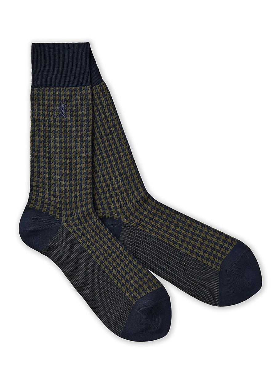 Men LONDON SOCK COMPANY Socks | Jermyn St. Houndstooth Mid-Calf Socks