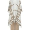 Women KITON Jackets | Fringe Hem Printed Silk Cape