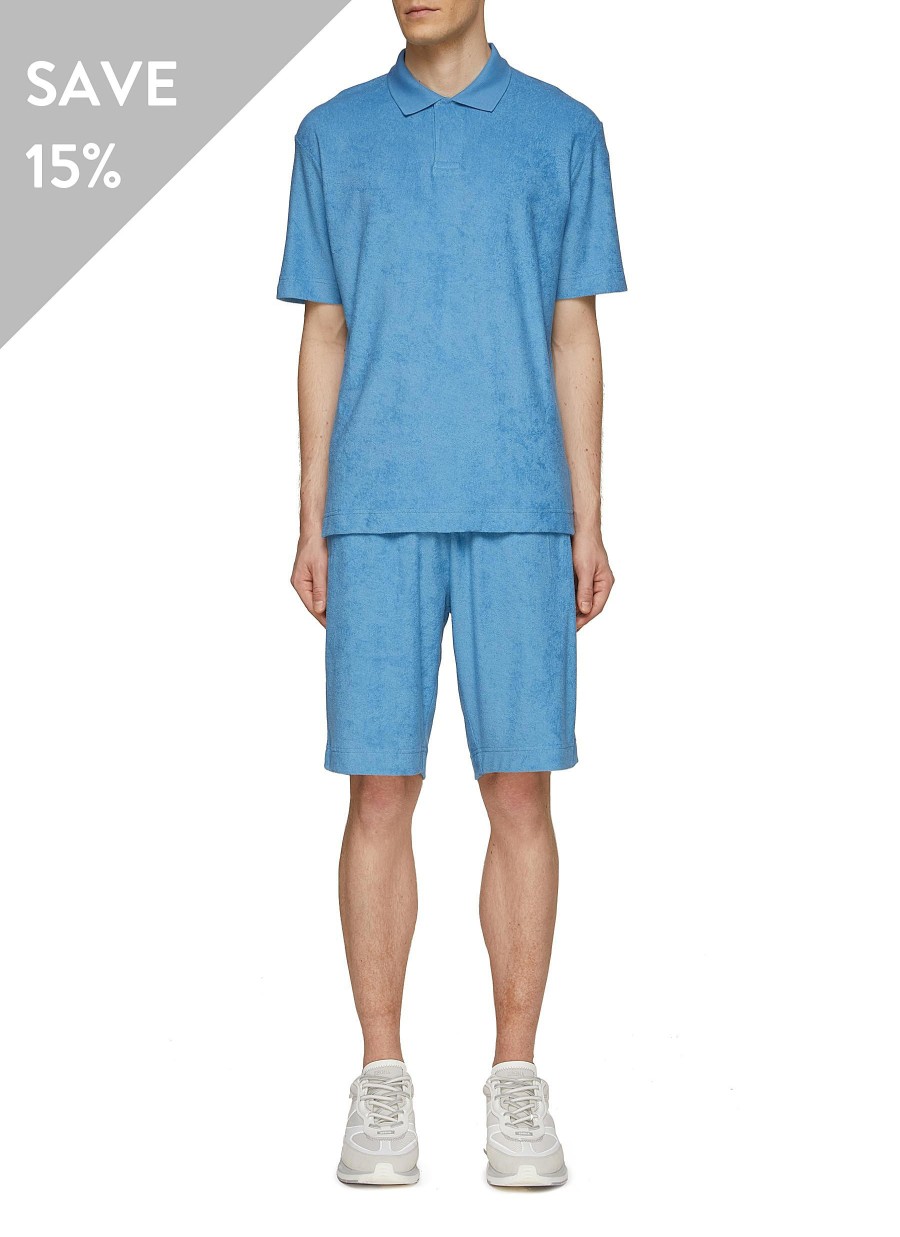 Men LANE CRAWFORD Polos | Sunspel Twin Set Blue Towelling Polo Shirt & Drawstring Shorts