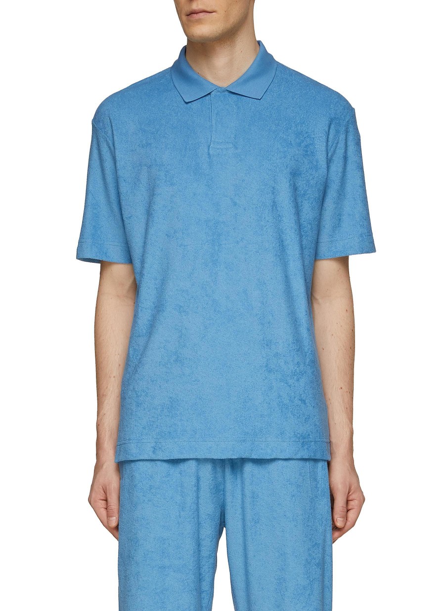 Men LANE CRAWFORD Polos | Sunspel Twin Set Blue Towelling Polo Shirt & Drawstring Shorts