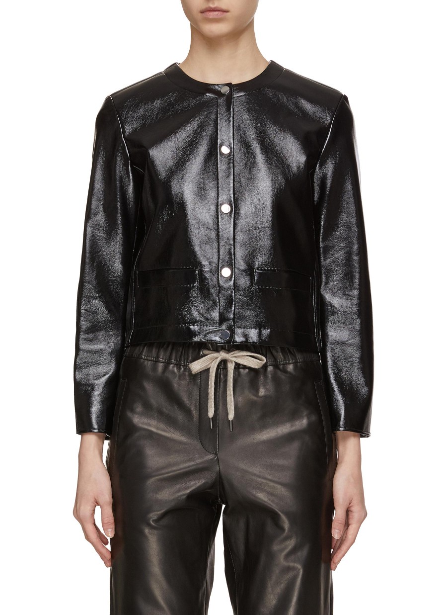 Women THEORY Jackets | Cropped Faux Leather Jacket