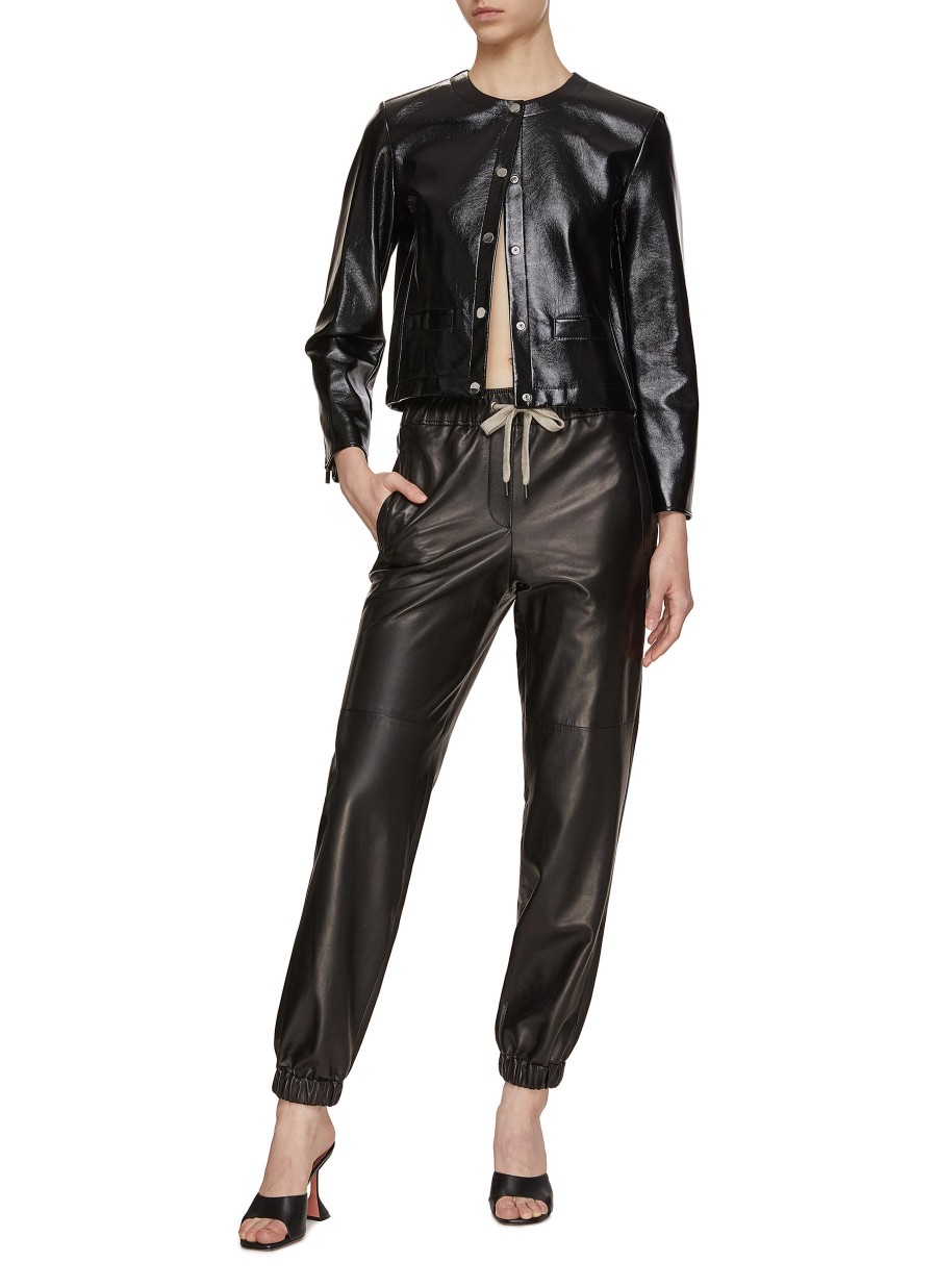 Women THEORY Jackets | Cropped Faux Leather Jacket