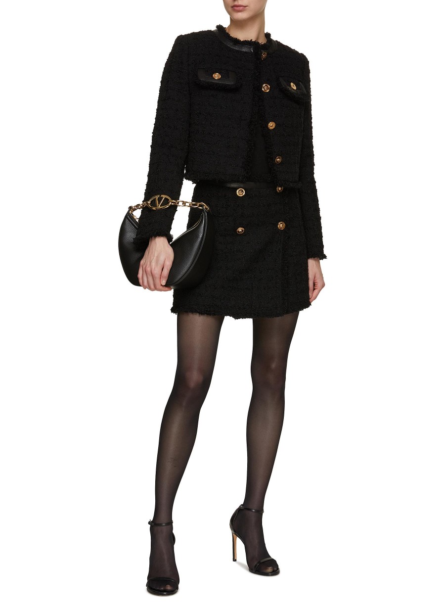 Women VERSACE Jackets | Heritage Tweed Gold-Tone Button Jacket