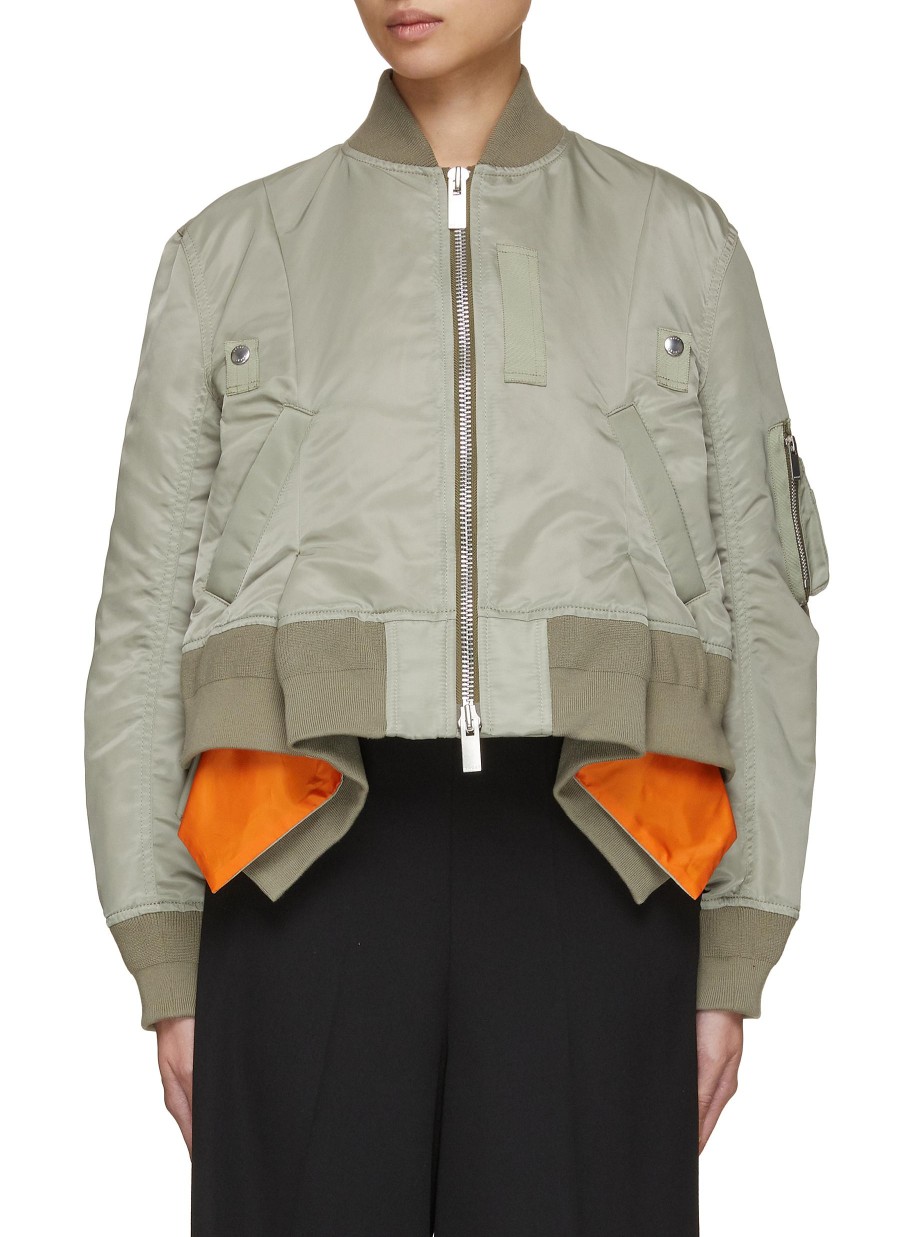 Women SACAI Jackets | Peplum Hem Zip Up Blouson