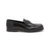 Men PRADA Flats | Logo Plaque Spazzolato Leather Platform Moccasins