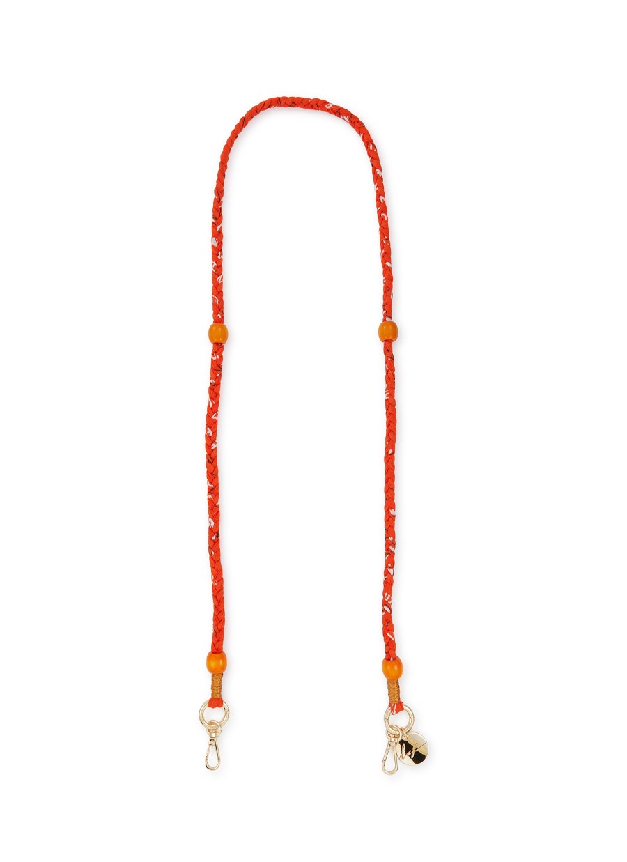 Women LA COQUE FRANCAISE Tech Accessories | Della Braided Bandana Wooden Bead Phone Strap — Orange