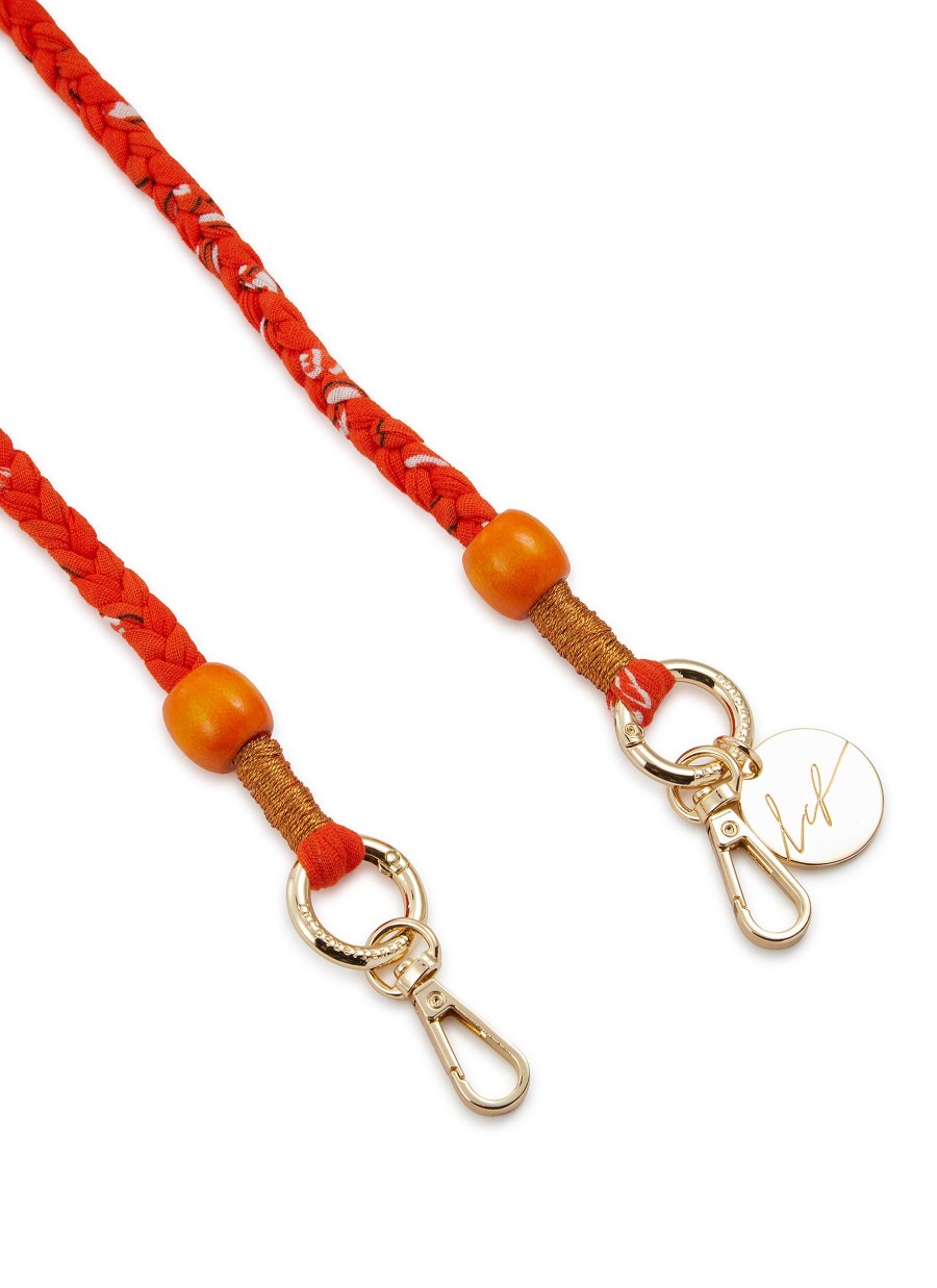 Women LA COQUE FRANCAISE Tech Accessories | Della Braided Bandana Wooden Bead Phone Strap — Orange