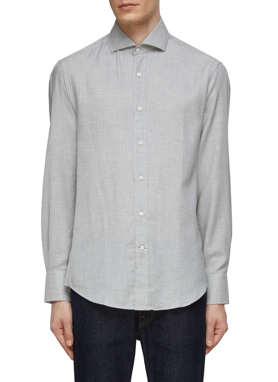 Men BRUNELLO CUCINELLI Shirts | Cotton Cashmere Blend Shirt