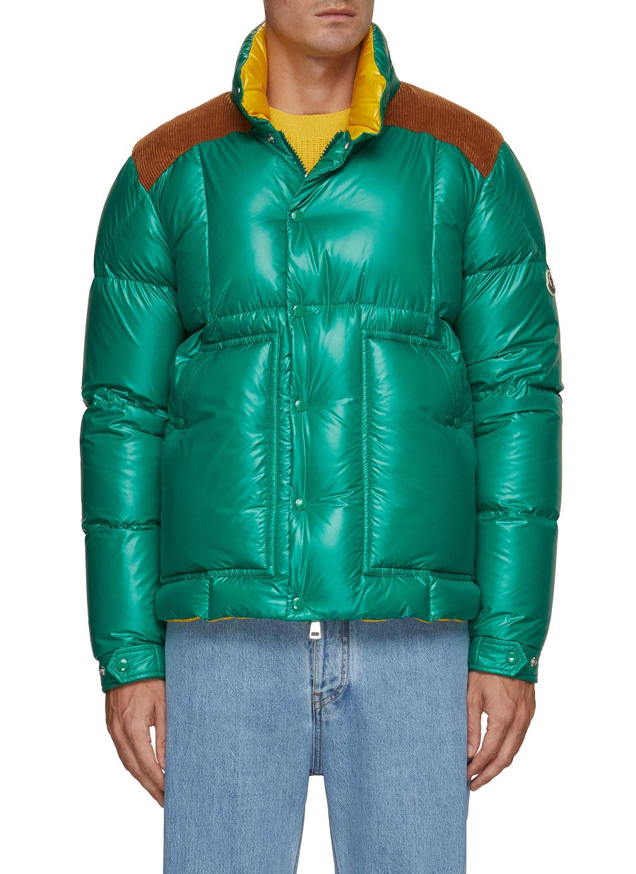 Men MONCLER Jackets | Shiny Contrast Yoke Puffer Jacket