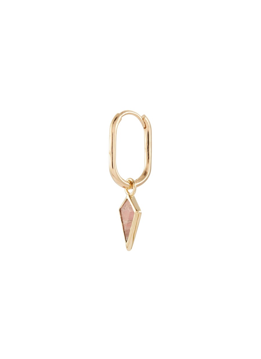 Women MÉTIER BY TOMFOOLERY Fashion Jewellery | Midi Oval 9K Gold Rhodochrosite Single Earring