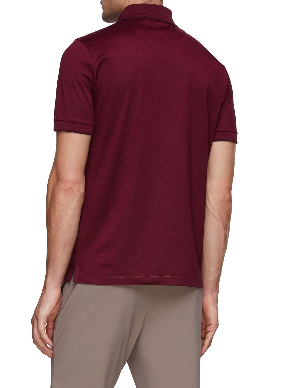 Men CANALI Polos | Ribbed Detail Polo Shirt