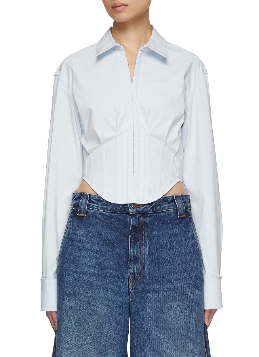 Women DION LEE Tops | Tuxedo Corset Shirt