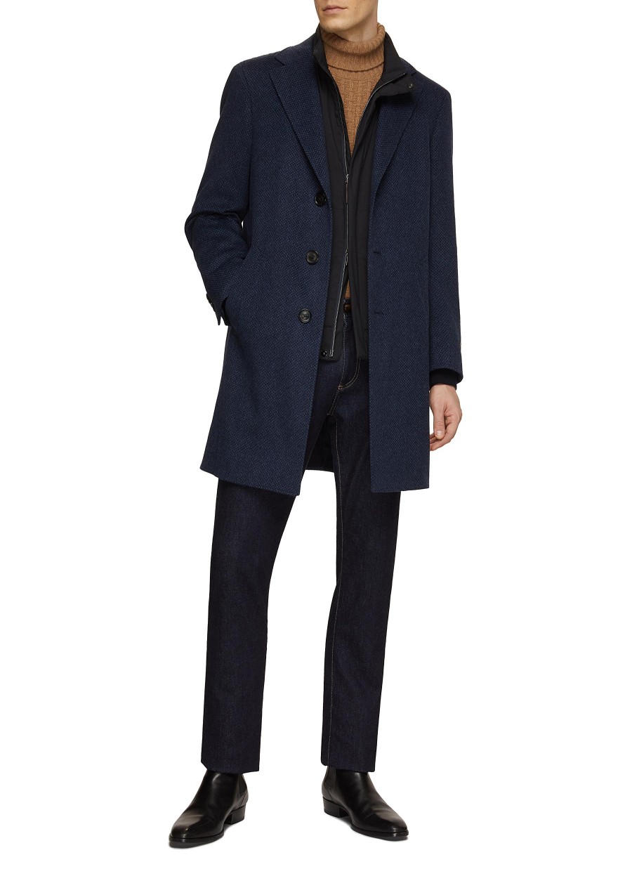 Men CANALI Coats | Single Breasted Notch Lapel Overcoat