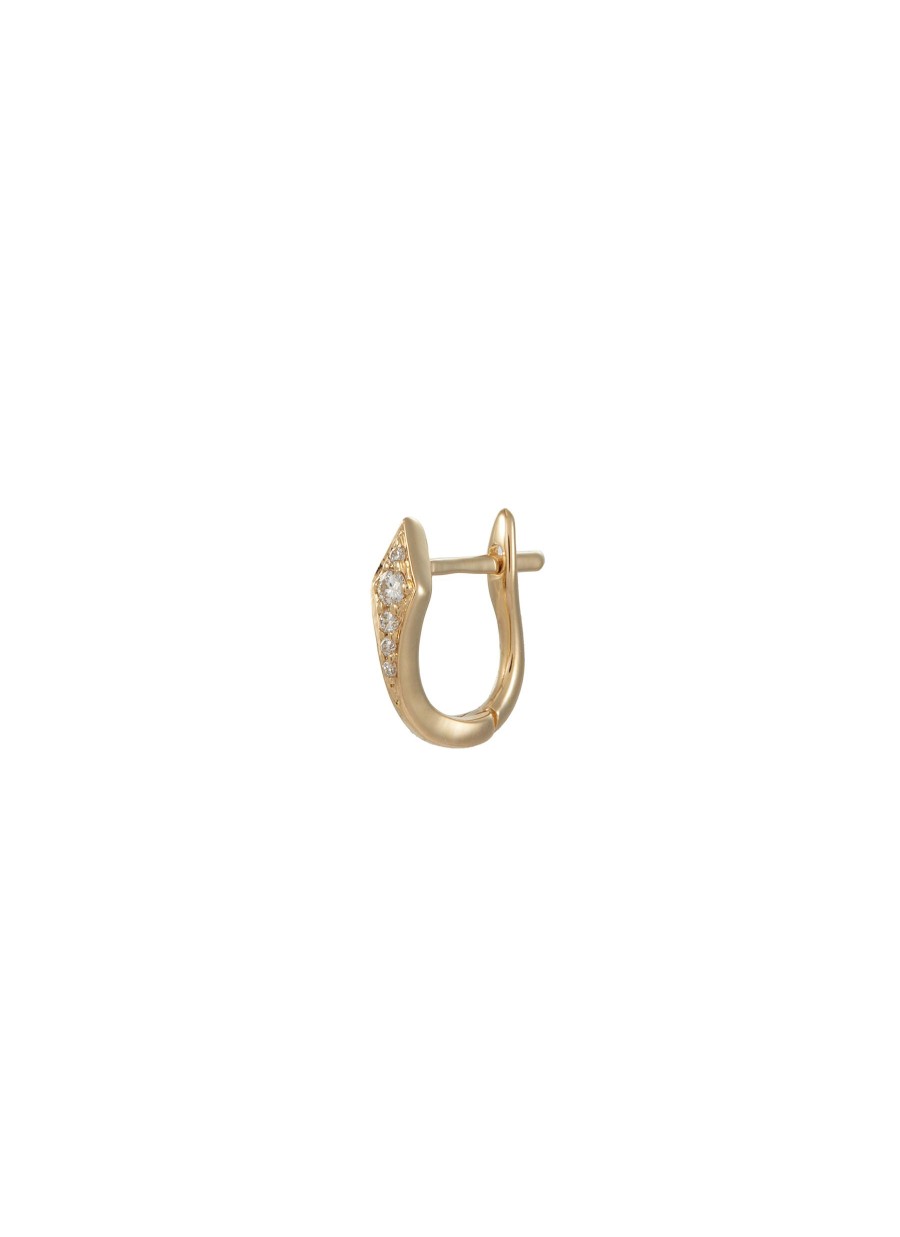 Women MÉTIER BY TOMFOOLERY Fashion Jewellery | Point Diamond 9K Gold Single Huggie Earring