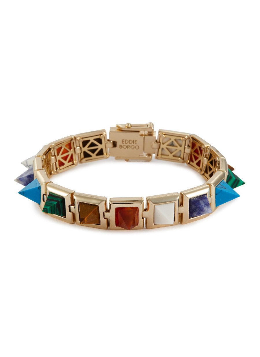 Women EDDIE BORGO Fashion Jewellery | Medium Pyramid 12K Gold Plated Metal Bracelet