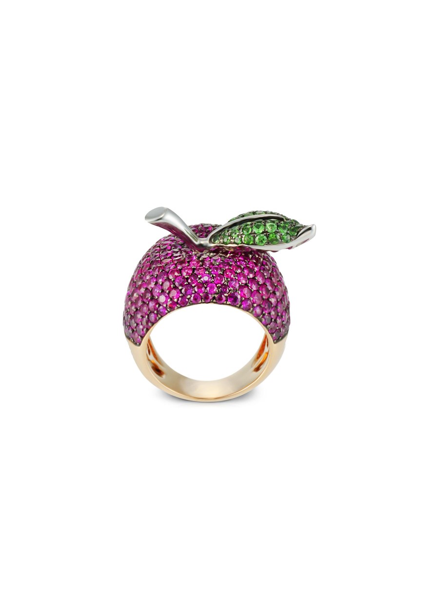 Women MIO HARUTAKA Fine Jewellery | Apple 18K Rose And White Gold Ruby And Green Garnet Ring