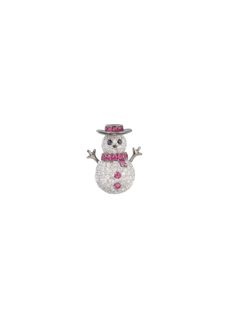 Women MIO HARUTAKA Fine Jewellery | Snowman 18K White Gold Ruby Single Earring