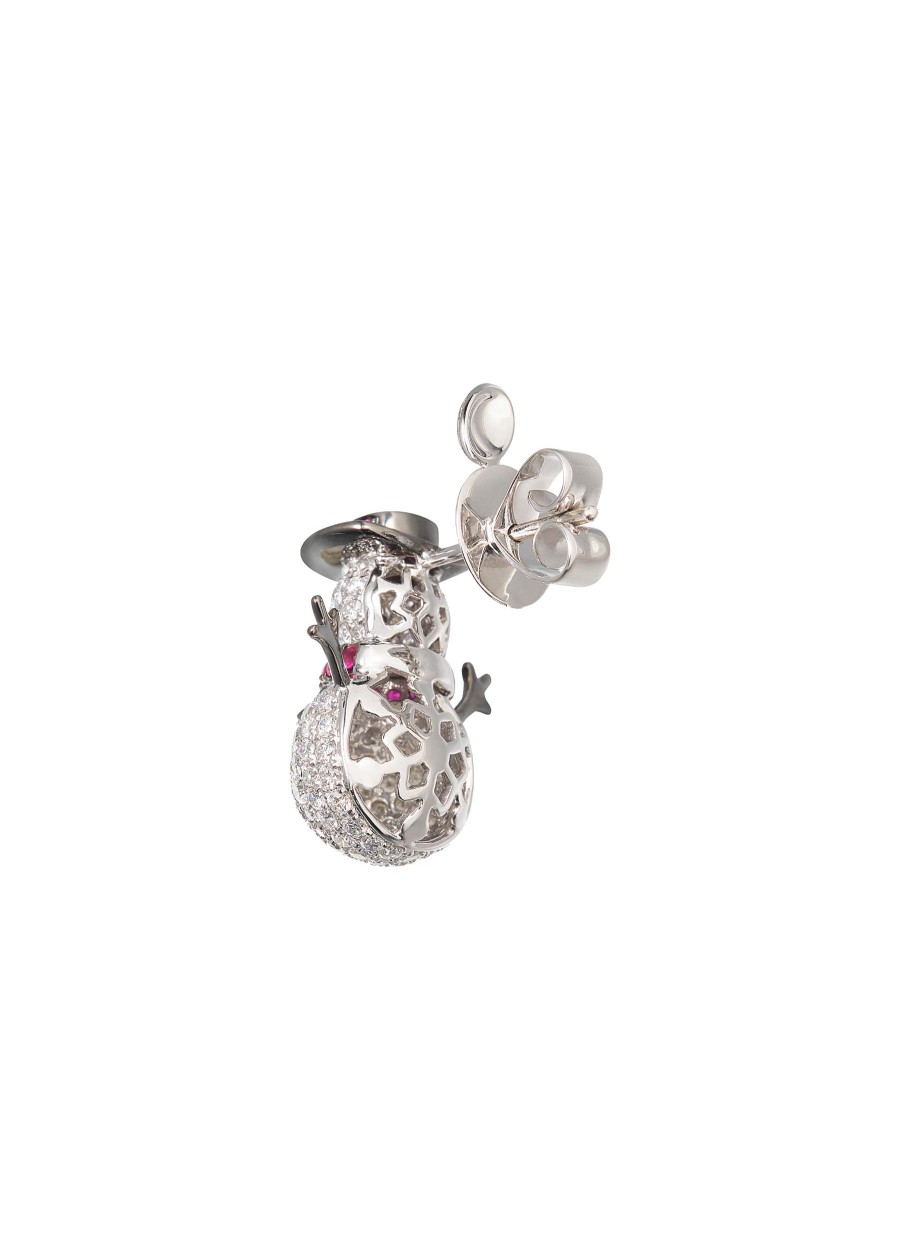 Women MIO HARUTAKA Fine Jewellery | Snowman 18K White Gold Ruby Single Earring