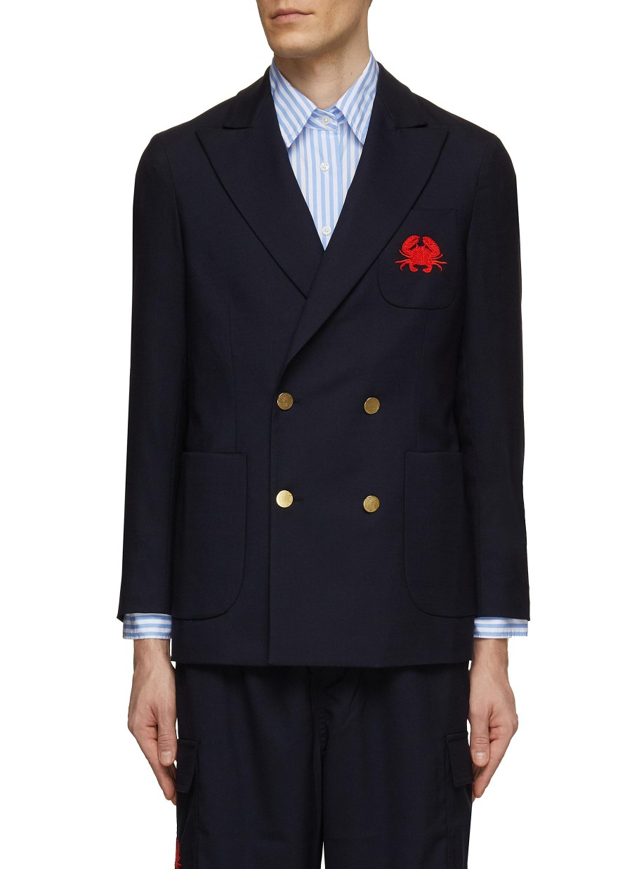 Men JOSHUA’S Suits | Crab Embroidered Double Breasted Blazer