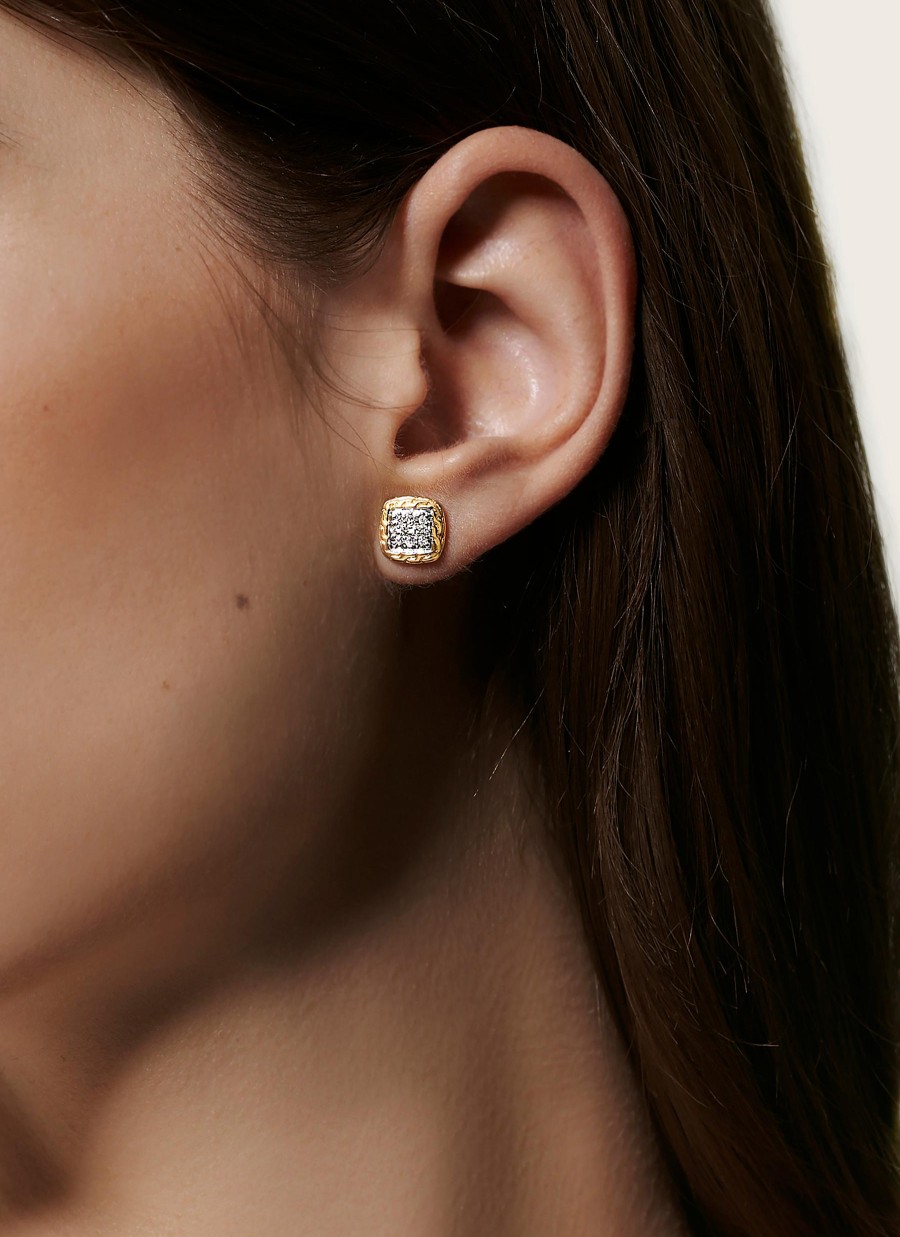 Women JOHN HARDY Fine Jewellery | Classic Chain 18K Gold Diamond Stud Earrings