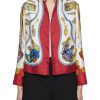 Women LILYEVE Jackets | Stand Collar Open Front Silk Jacket