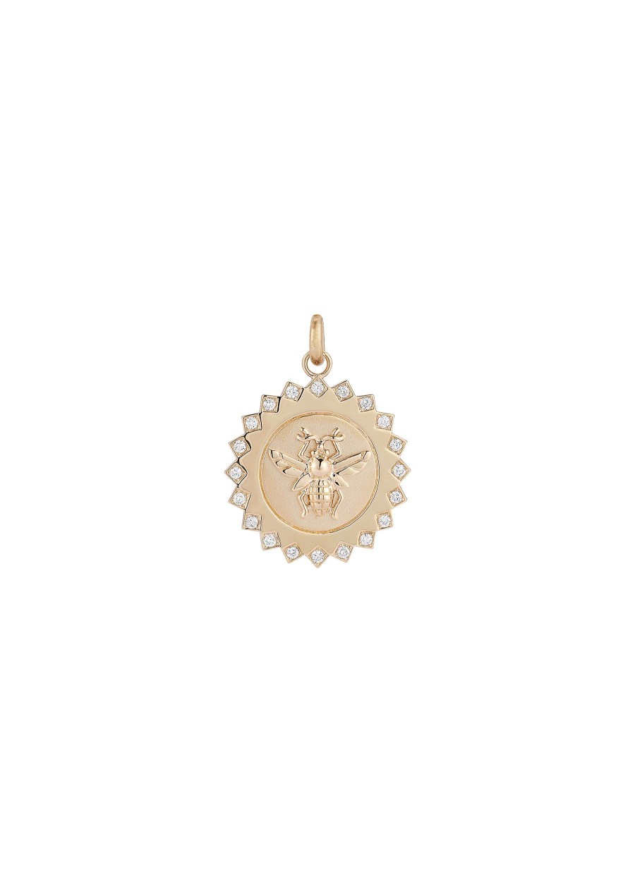 Women STORROW JEWELRY Fine Jewellery | Madelyn 14K Gold Diamond Bee Medallion Charm