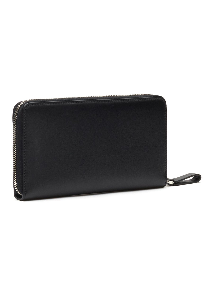 Men VALENTINO Small Leather Goods | Mini Vlogo Applique Leather Continental Wallet