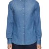 Men BRUNELLO CUCINELLI Shirts | Long Sleeve Button Down Denim Shirt