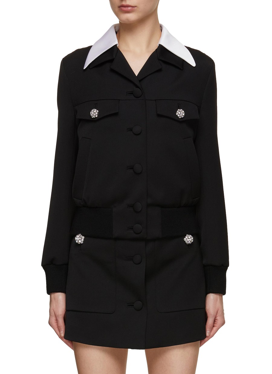 Women PRADA Jackets | Jewelled Button Fitted Blouson