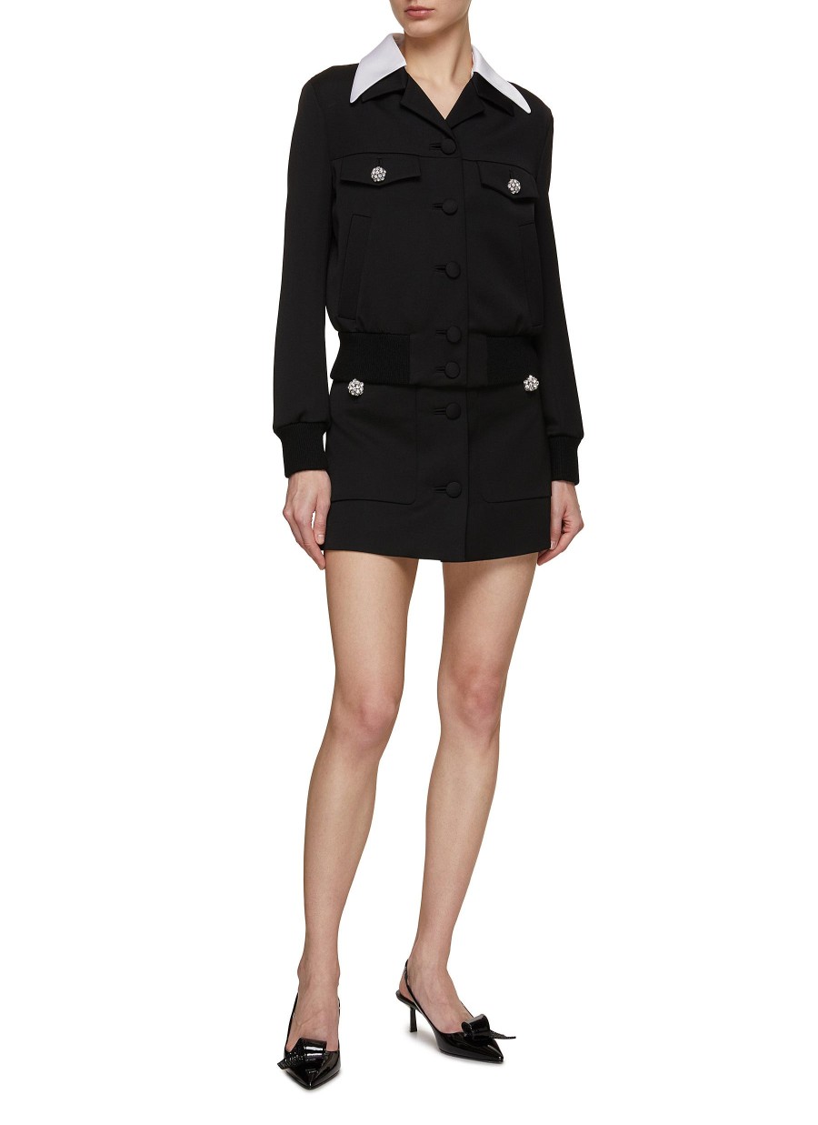 Women PRADA Jackets | Jewelled Button Fitted Blouson