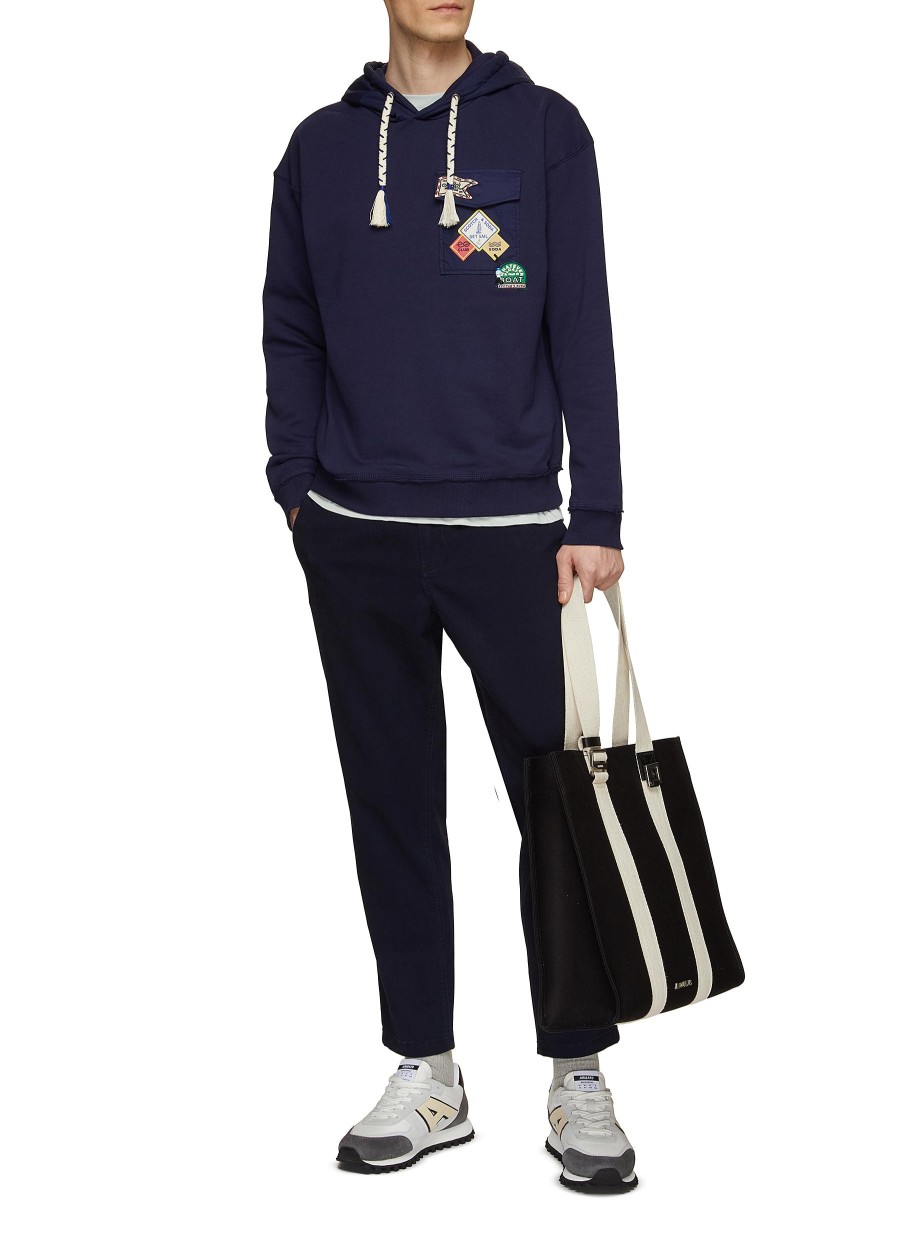 Men SCOTCH & SODA Pullovers & Hoodies | Badge Pocket Contrasting Drawstring Hoodie