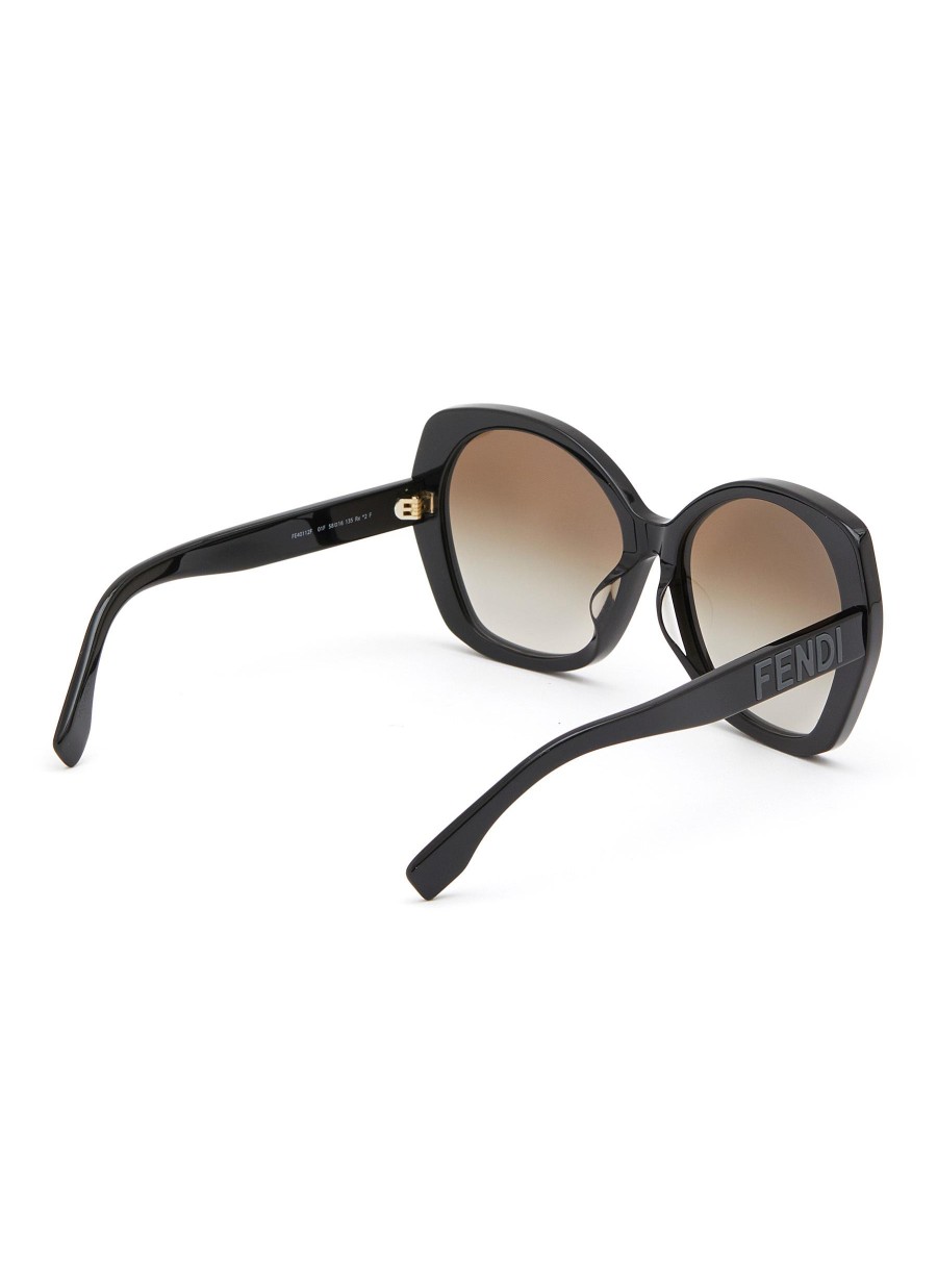 Women FENDI Eyewear | Lettering Acetate Round Frame Sunglasses