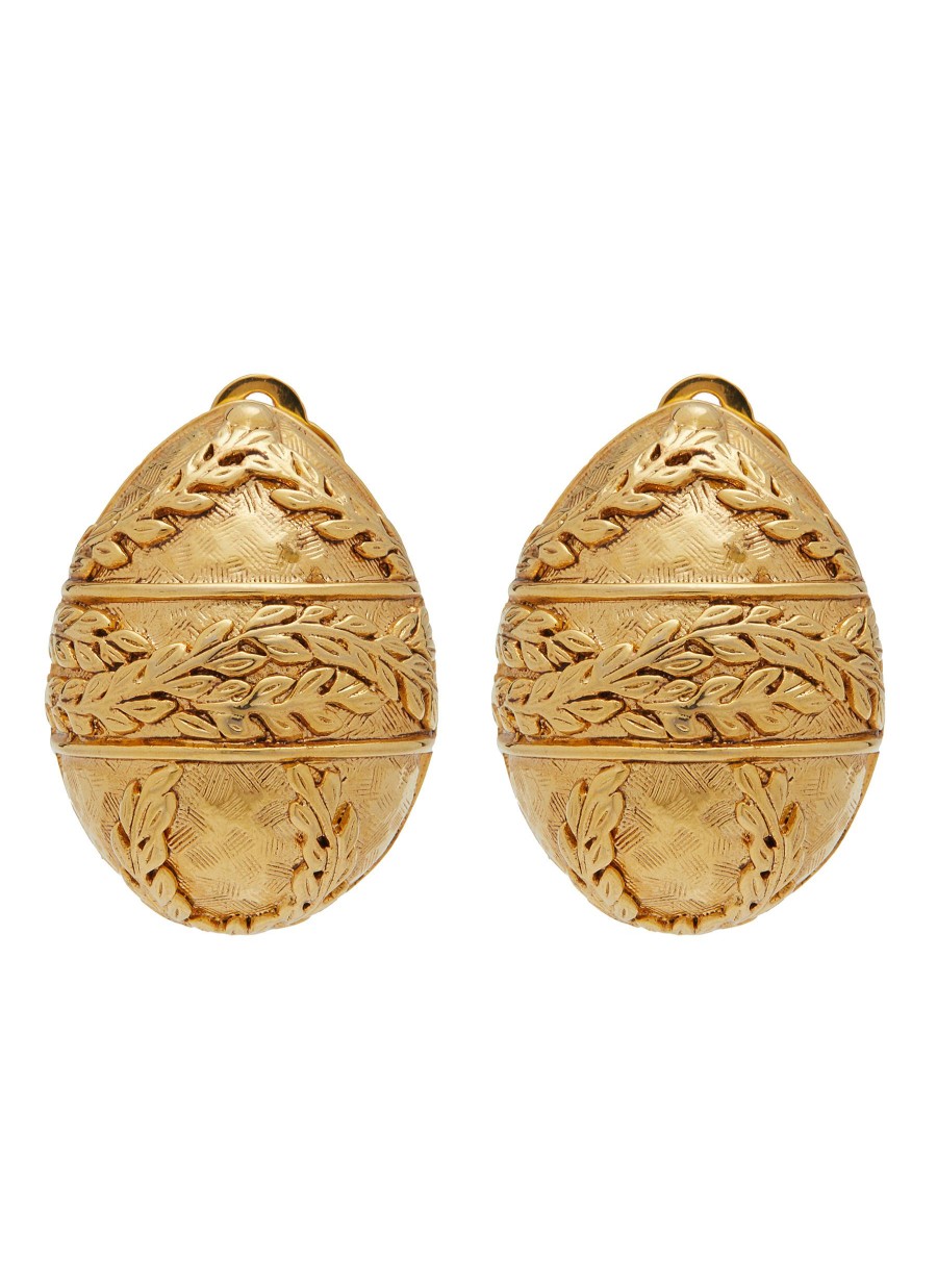 Women LANE CRAWFORD VINTAGE ACCESSORIES Vintage Accessories | Vintage Joan Rivers Gold Tone Egg Shape Earrings