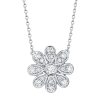 Women LC COLLECTION JEWELLERY Fine Jewellery | 18K White Gold Diamond Flower Pendant Necklace — Size 18"