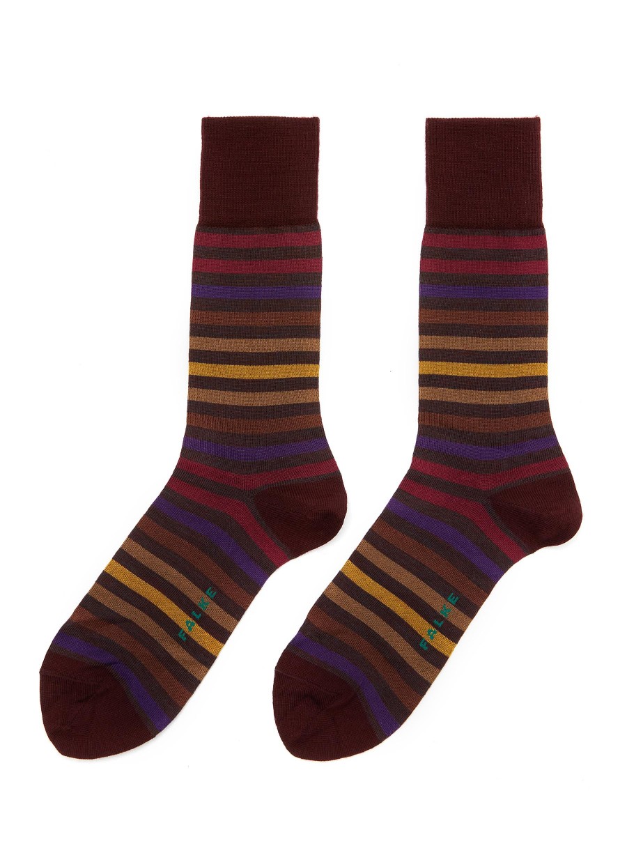 Men FALKE Socks | Tinted Stripe Cotton Blend Crew Socks