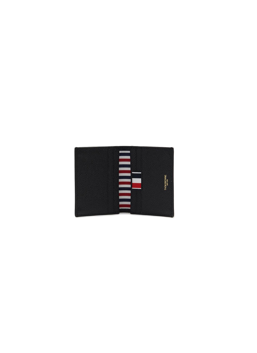 Men THOM BROWNE Small Leather Goods | Lc-873027763-Double Credit Card Holder W Flap In Pebble Grain L