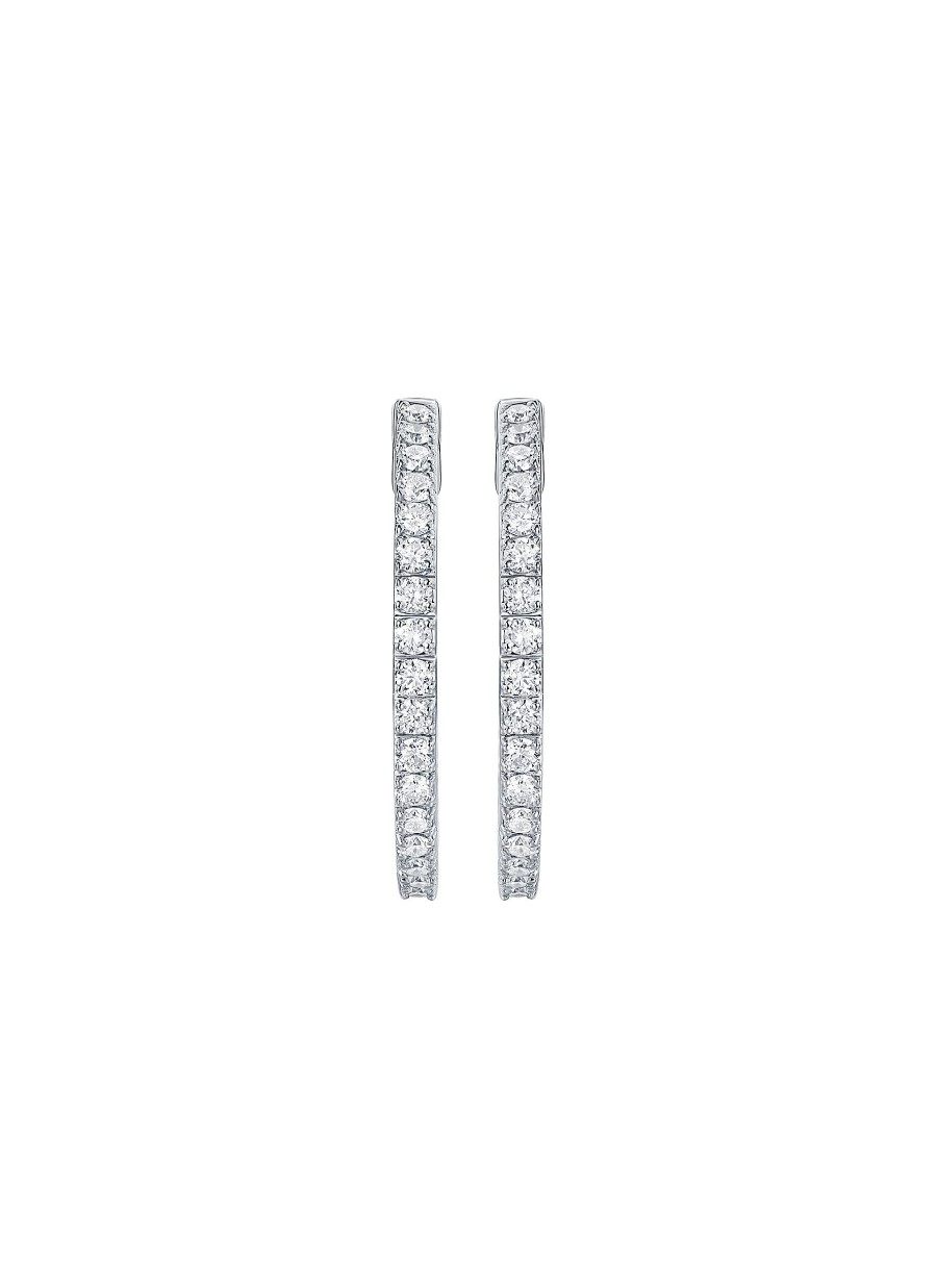 Women LC COLLECTION JEWELLERY Fine Jewellery | 18K White Gold Diamond Hoop Earrings