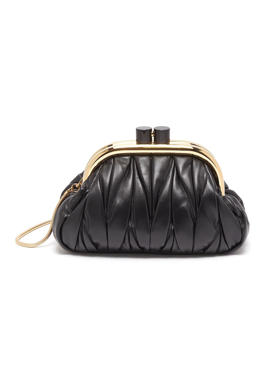 Women MIU MIU Clutch Bags | Matelasse Leather Runway Clasp Medium Clutch