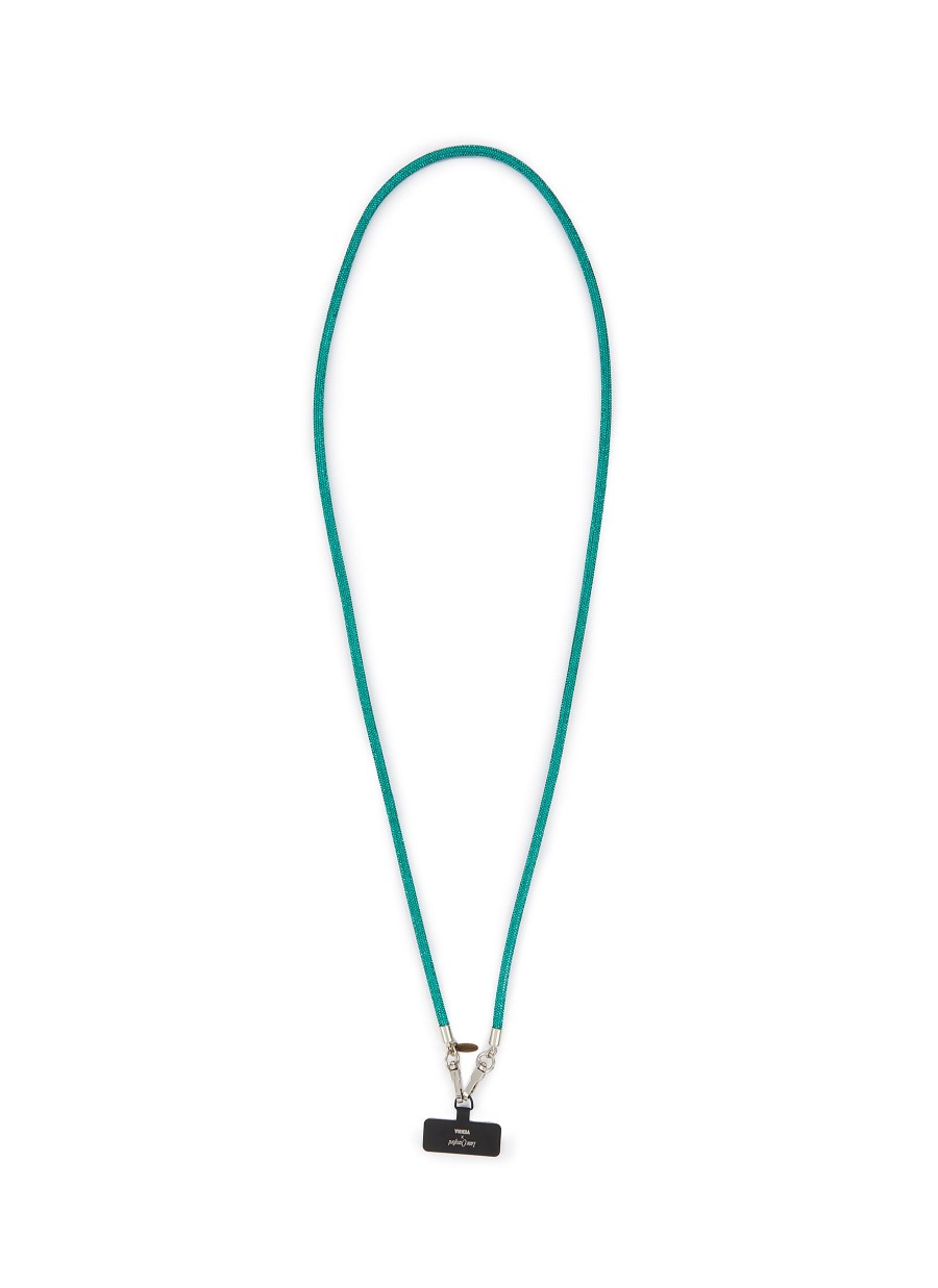 Women VENNA Tech Accessories | Crystal Embellished Phone Strap — Emerald