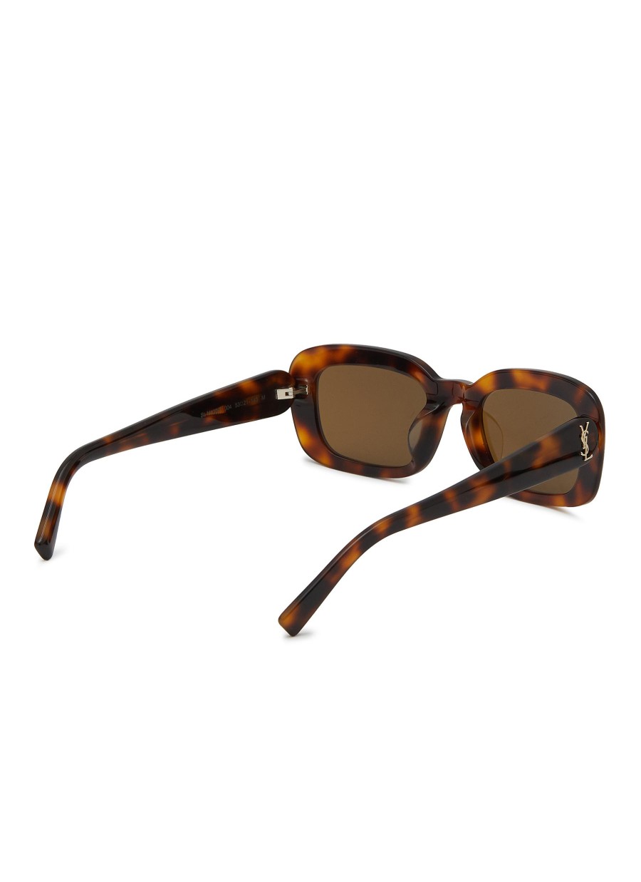 Women SAINT LAURENT Eyewear | Tortoiseshel-Effect Acetate Rectangle Sunglasses